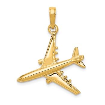 14k Yellow Gold 3D Jet Pendant