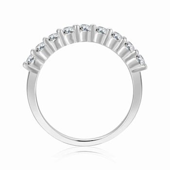 Round Moissanite Sterling Silver Anniversary Style Stackable Band Ring, 0.51ctw