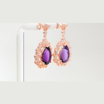 Amethyst and CZ 6.95 Ctw Pear 18K Rose Gold Over Sterling Silver Center
Design Earrings Jewelry