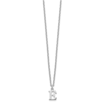 Rhodium Over Sterling Silver Cutout Letter E Initial Necklace