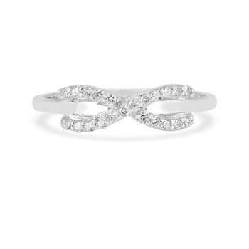 Lab Grown Diamond Rhodium Over Sterling Silver Criss Cross Infinity Ring
VS- GH