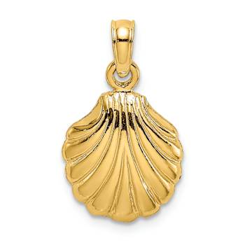 10K Yellow Gold Polished Scallop Shell Charm