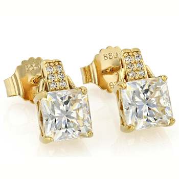 Diamond Simulant Square Octagonal Stud Earrings In 18K Gold Over
Sterling Silver 5.22ctw