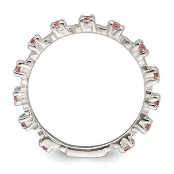 Sterling Silver Polished Pink Cubic Zirconia Children's Ring