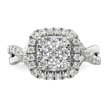 Rhodium Over 14K White Gold Lab Grown Diamond VS/SI GH, Cluster Ring 0.991ctw