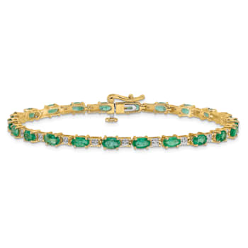 14k Yellow Gold and 14k White Gold Diamond and Emerald Bracelet