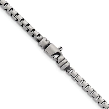 Sterling Silver Antiqued and Satin 4.0mm Box 16 Inch Chain