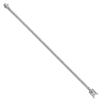 Rhodium Over Sterling Silver Polished Cubic Zirconia Tennis Bracelet