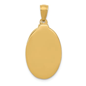 14k Yellow Gold Satin Saint Theresa Oval Medal Pendant