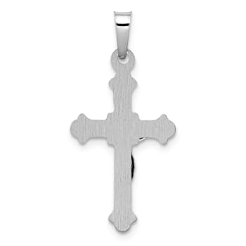 Rhodium Over 14K White Gold Polished INRI Crucifix Pendant