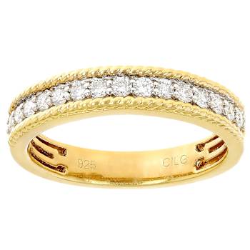 Lab-Grown Diamond Band Ring In 14K Gold Over Sterling Silver 0.33ctw