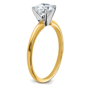 14K Yellow Gold With White Gold Accents 1 ct. D E F Pure Light Round
Moissanite Solitaire Ring