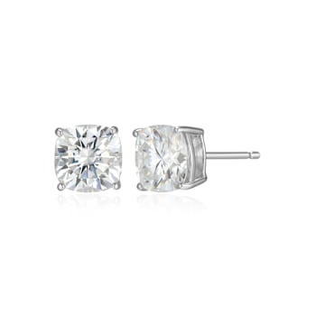 Square Cushion Cut Moissanite Platineve Stud Earrings 3.40ctw DEW