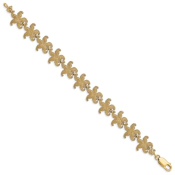14k Yellow Gold Textured Puffed Starfish Link Bracelet