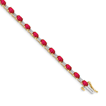 14k Yellow Gold and 14k White Gold Diamond and Ruby Bracelet