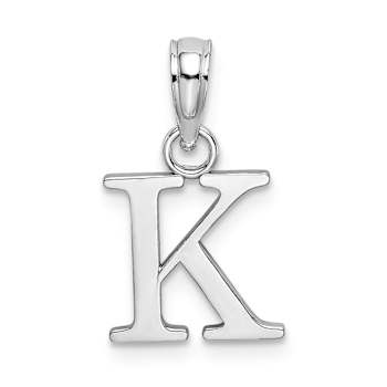 Rhodium Over 14k White Gold Polished Block Letter K Initial Pendant