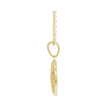 14K Yellow Gold Floral Pendant With Adjustable Chain
