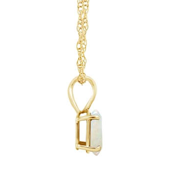 8x6mm Oval Opal 14k Yellow Gold Pendant With Chain