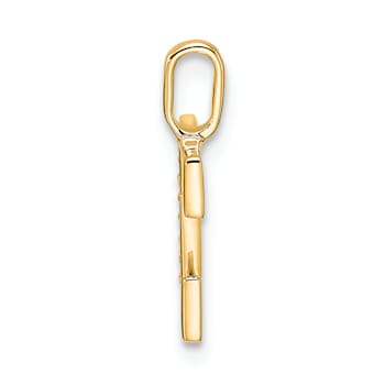 14K Yellow Gold Diamond Letter E Initial Pendant