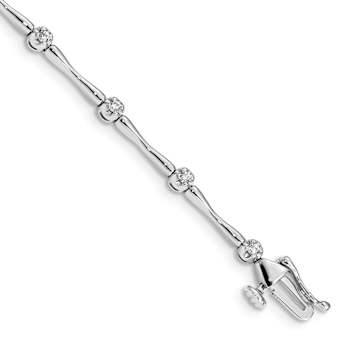 Rhodium Over 10k White Gold Diamond Bracelet