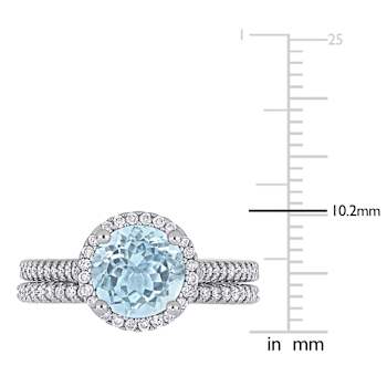 Aquamarine and Diamond 14K White Gold Ring 2.00ctw