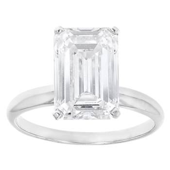 Lab-Grown Diamond Emerald-Cut Solitaire Ring In 14K White Gold 4.00ct