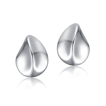 Raindrop Stud Earrings In Rhodium Over Brass