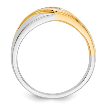 14K Two-tone Yellow and White Gold Lab Grown Diamond Men's Ring