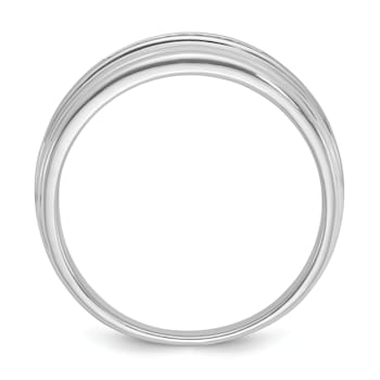 Rhodium Over 10K White Gold Men's Polished, Satin and Grooved 5-Stone
Diamond Ring