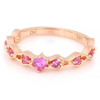 Lab-Created Pink Sapphire Band Ring In 18K Rose Gold Over Sterling
Silver 0.19ctw