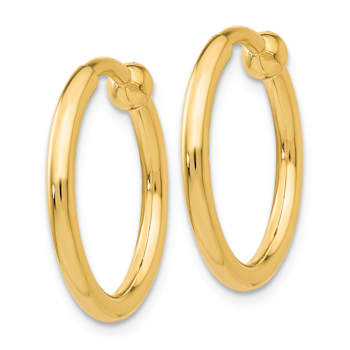 14k Yellow Gold 9/16" Non-Pierced Hoop Earrings