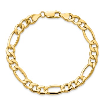 14k Yellow Gold 8.5mm Figaro Link Bracelet, 8 Inches