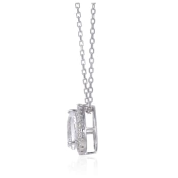 Pear Shape White Topaz Sterling Silver Pendant with Chain