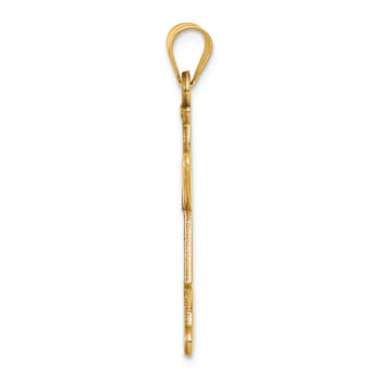14k Yellow Gold Textured Laser Cut Girl Charm Pendant