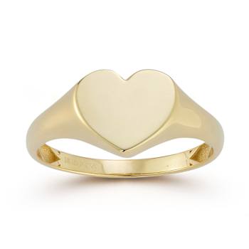 Bellissima Gold 14K Yellow Gold Flat Heart Signet Ring