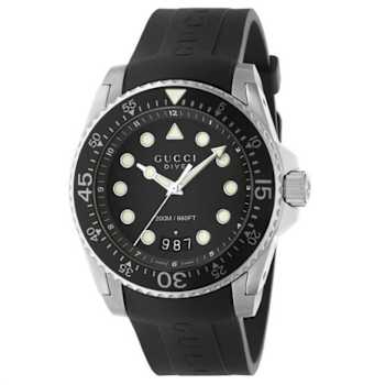 Gucci Men's Classic Black Rubber Strap Watch