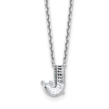 White Lab-Grown Diamond F VS 14K White Gold "J" Initial
Necklace 2.25ct