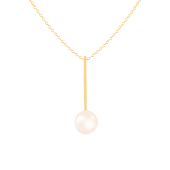 14k Yellow Gold 8mm Cultured Freshwater pearl Pendant, 18" Chain Included