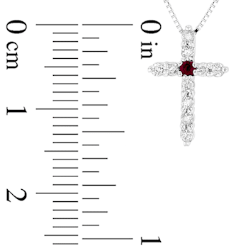 0.18ctw Diamond and Ruby Cross in 14K White Gold