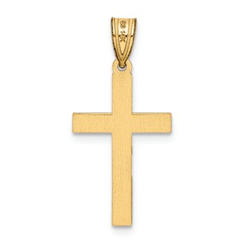 14k Yellow Gold Florentine Satin Cross Pendant