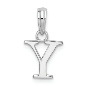 Sterling Silver Polished Block Initial -Y- Pendant