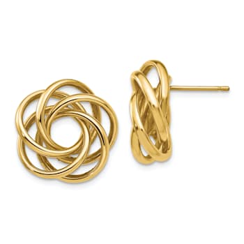 14k Yellow Gold 19mm Love Knot Stud Earrings