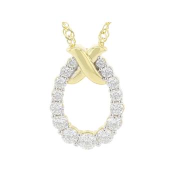 Elegant Lab-Grown Diamond Slide Pendant Necklace 0.75ctw In 18K Gold
Over Sterling Silver