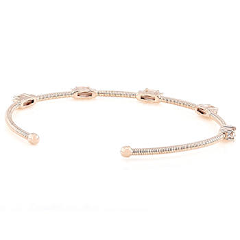 Morganite And White Zircon Cuff Bracelet In 18K Rose Gold Over Sterling
Silver 1.06ctw