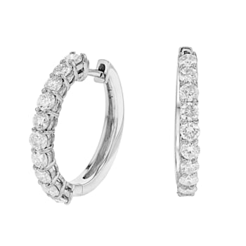 1.25ctw Diamond Hoop Earrings in 14k White Gold