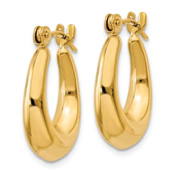 14k Yellow Gold 3/4" Polished Oval Hoop Earrings