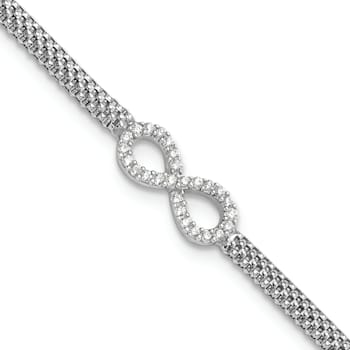 Sterling Silver Polished Cubic Zirconia Infinity Children's 6in Bracelet