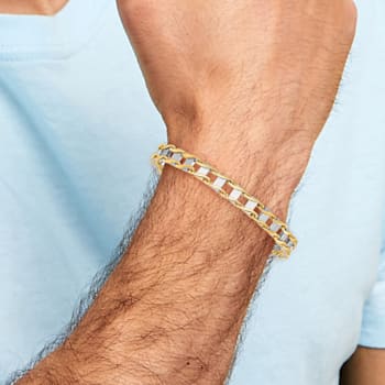 14K Yellow and White Gold 7.5mm Hand-polished Fancy Link Bracelet