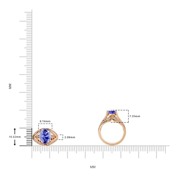 14K Rose Gold Tanzanite and Diamond Ring 2.20 ctw