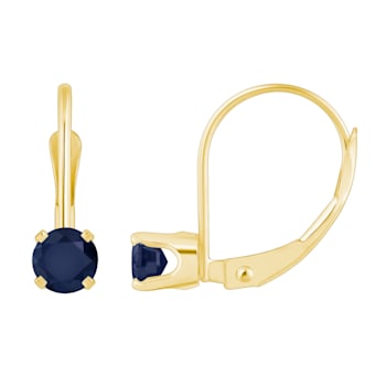 4mm Round Sapphire 14k Yellow Gold Drop Earrings